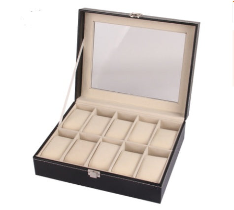 10 watch leather case Fine work PU leather spot watch black display box