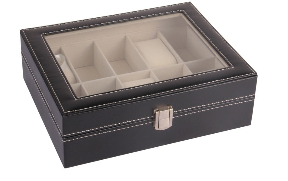 10 watch leather case Fine work PU leather spot watch black display box